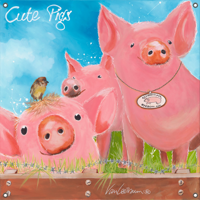 Tuinposter Cute Pigs 80x80