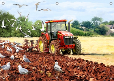 Tuinposter tractor boerderij 70x100